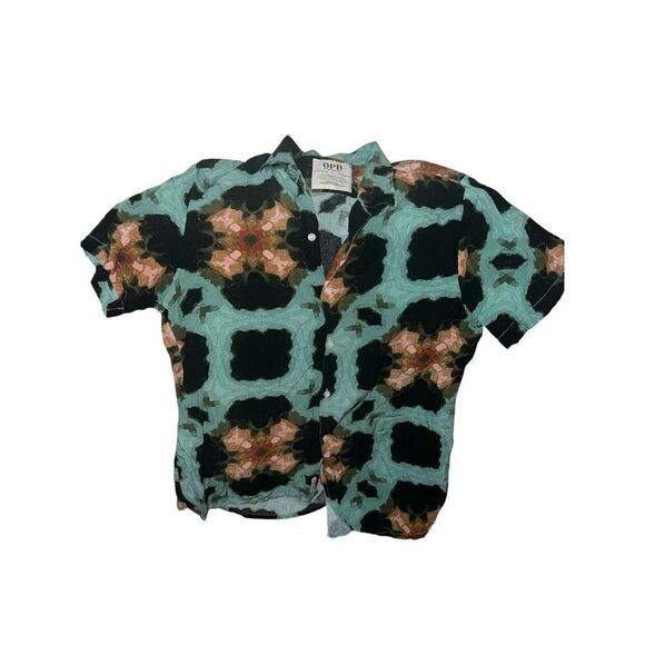 ✨OPB Men’s Rayon Short Sleeve Sz Large Shirt - Celeste/Peach✨ - Picture 4 of 7